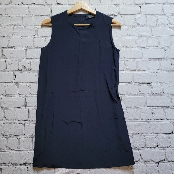 Magaschoni 100% Silk Navy Blue Sleeveless Zipper Accent Dress Size ? - Picture 1 of 10